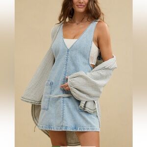 Aerie Denim Skirtall Jumper Overalls Dress Size XXL 90s Cover Up